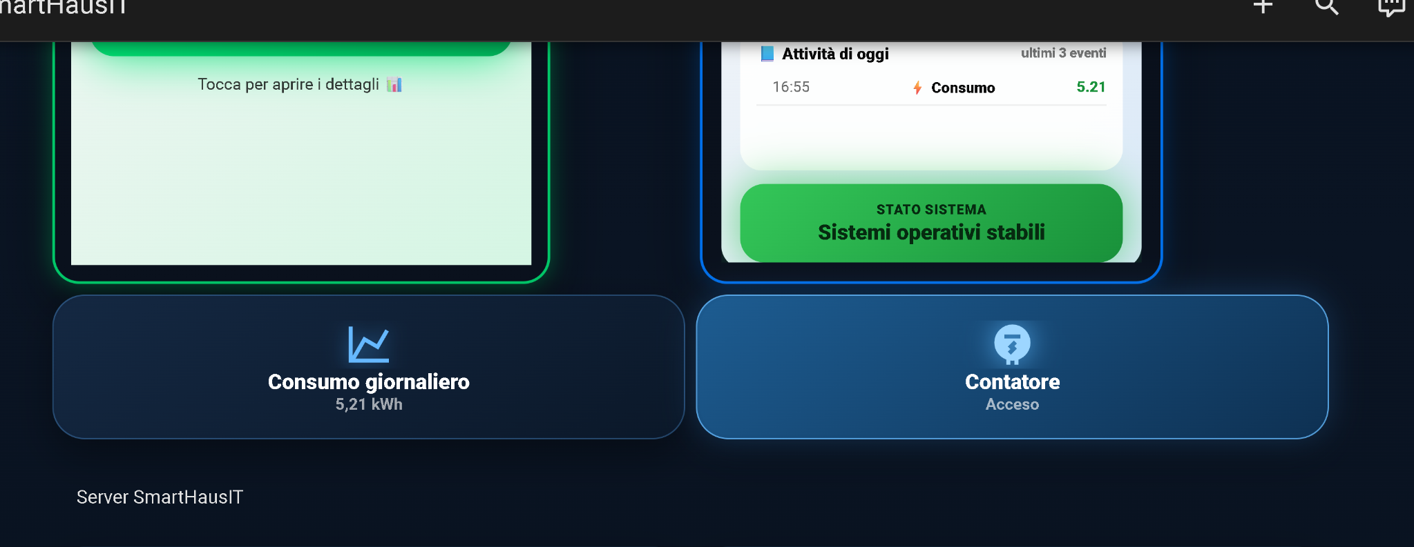 Schermata reale della dashboard SmartHausIT in Home Assistant
